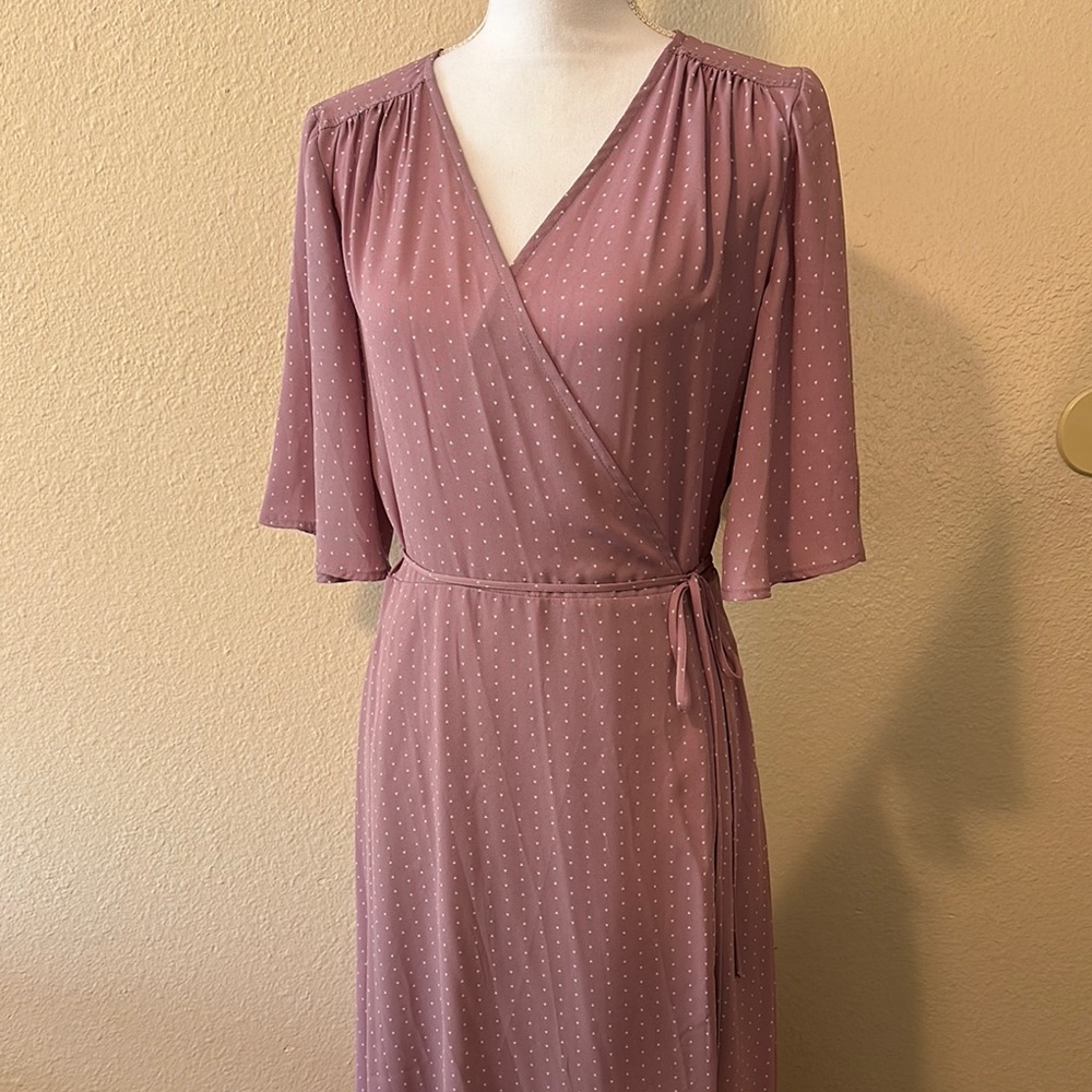 Lulu's Purple Wrap Tie Front Dress with Skirt Lining Size L